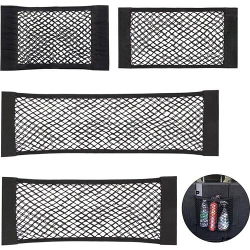 1pc Storage Boot Universal Auto Car Back Magic Sticker Trunk Hanging Bag Pocket Cage Seat String Net Mesh Organizer Holder Comel
