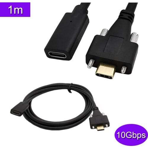 10Gbps 5A USB 3.1 Type-C Female to USB-C Male Data with screw Cable 1m