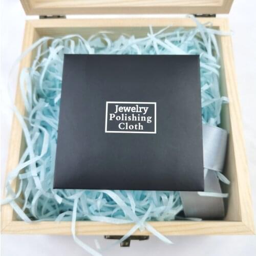 100PCS 8*8cm Micro Suede Anti Tarnish Gold Silver Jewelry Polishing Cloth Cleaning Cloths With Black Paper Case Custom Logo