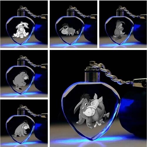 Disney Eeyore Style Anime Figures Toy Cartoon Heart Products Accessories Customized LED Keychain Light Birthday Gifts
