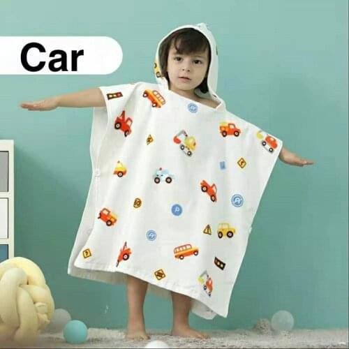 Baby Bath Towel 60*60 cm Newborn Towel With Hood Water Absorbing And Quick Drying Wearable Summer Thin Style Cartoon Bathrobe