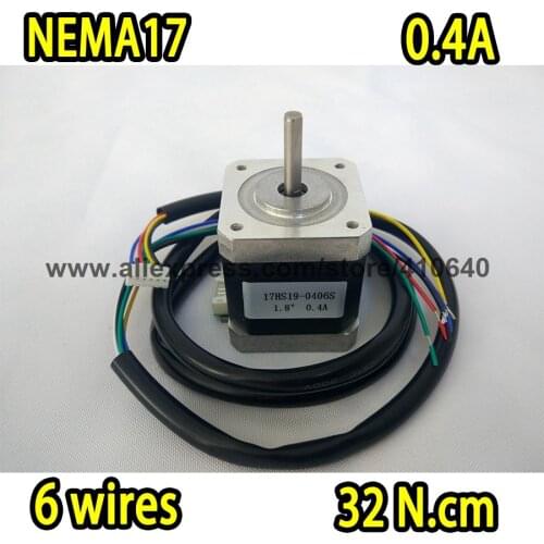 FREE SHIPPING step motor 17HS19-0406S L 47 mm Nema 17 with 1.8 deg 0.4 A 32 N.cm and unipolar 6 lead wire