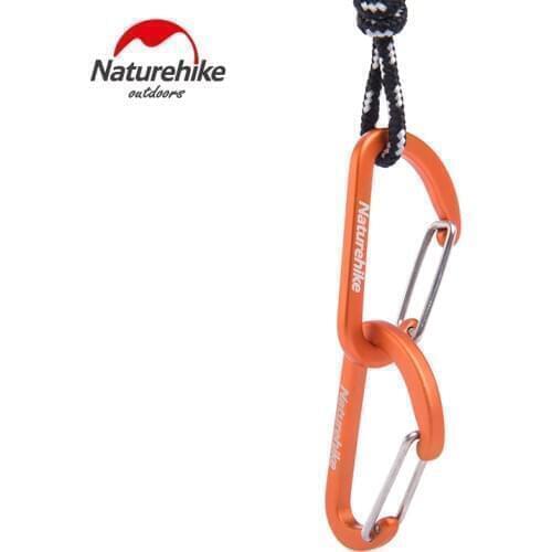 Brand Naturehike 8pcs D Shape Camping Carabiner 4cm Aluminum Hook Clip Holder Buckles Survival Kits Fast Hang Mini Buckle Hook