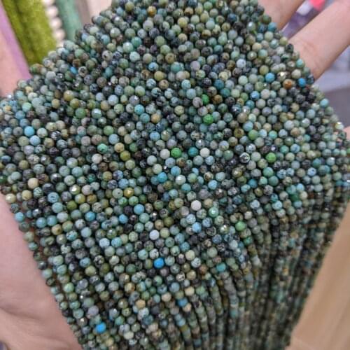 Natural Stone Beads 3-3.5mm Faceted Cutting Loose African Turquoises Stone Beads For Jewelry Making DIY Bracelet Necklace