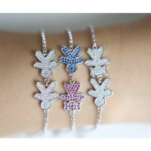 Girl women gift 16+5cm extend chain boy girl charm pave AAA sparking CZ high quality 925 sterling silver rolo chain bracelet