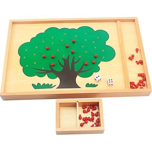 Wood Montessori Apple Tree Wooden Box Counting Apples Digitals Number Preschool Educational Learning Toys For Children Boys Girl