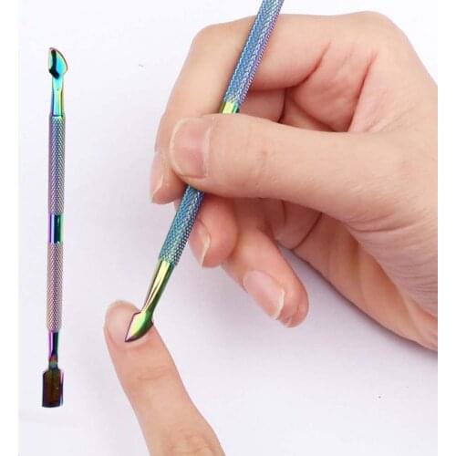 Double-sided non-slip nail cuticle pusher Colored titanium stainless steel cuticle removal pusher Various models cuticle pusher