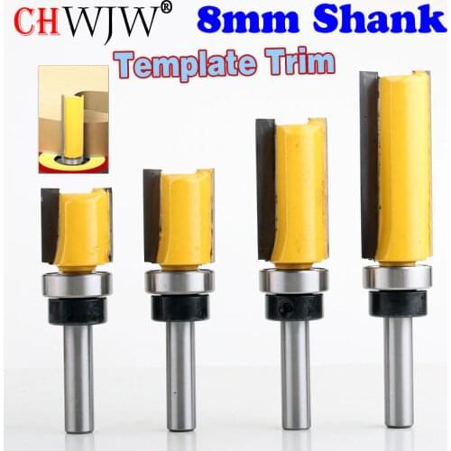 1PC 8mm Shank Template Trim Hinge Mortising Router Bit Straight end mill trimmer cleaning flush trim Tenon Cutter forWoodworking