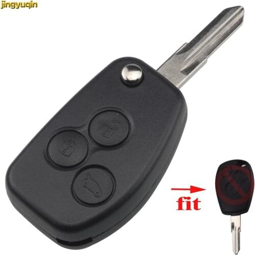 Jingyuqin 3 Button Remote Folding Flip Car Key Case Shell Replacement for Renault Kangoo Dacia Logan Clio Sandero VAC102 Key Fob