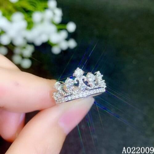 KJJEAXCMY Fine Jewelry Womens 925 Sterling Silver Inlaid 0.1 Carat Mosang Diamond Popular Crown Ring