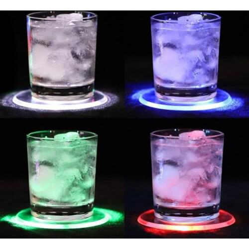 50% Hot Sales Flashing LED Light Car Interior Bottle Cup Sticker Luminous Mat Coaster Carpet