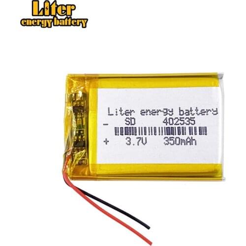 3.7V polymer lithium battery 402535 350Mah Rechargeable Li-ion Cell For GPS car recorder MP3 electronic dog MP4 MP5 Smart Watch
