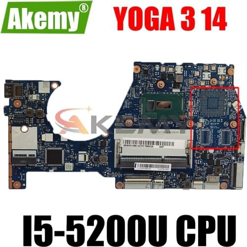 Akemy For Lenovo YOGA 3 14 Laptop Motherboard 5B20H35637 NM-A381 i5-5200U 2.2 GHz Processor Full Tested