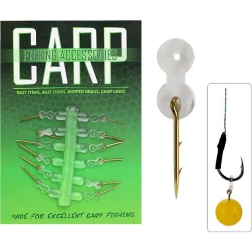 Metal Bait Spike Carp Fishing Lures Accessories Bait Sting Boilies Pin with Clear Rubber Corn Ronnie Hair Rig Carp Feeder Tackle