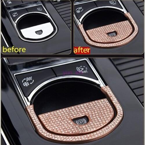3 colors metal + artificial crystal Car electronic hand brake switch decoration sequins sticker car-styling For jaguar XF XJL XJ