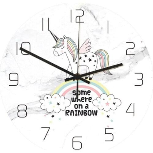 Fashion Wall Clock Kids Room Decorative Wall Clock Unicorn Cartoon Vinyl Wall Clock Home Decoration Nordic style Unicorn Decor