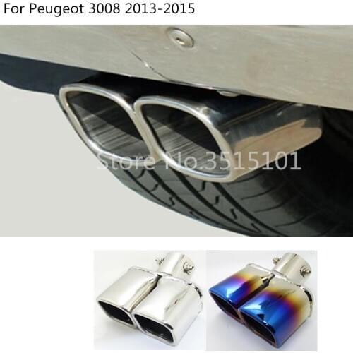 Car Styling cover muffler exterior end pipe dedicate stainless steel exhaust tip tail outlet For Peugeot 3008 2013 2014 2015