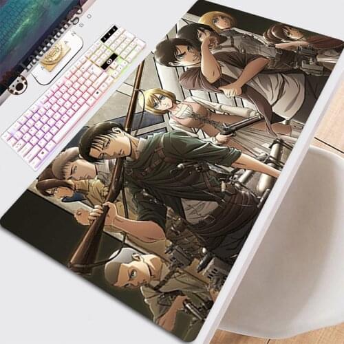 Desk Pads Mouse Gamer Computer Accessories Mat Keyboard Gaming Mousepad Extended Long Mats Carpet Handsome Attack On Titan Pads