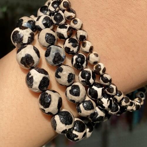 Natural Stone Faceted Tibetan Mystical Old Onyx Dzi Agates Spherical Beads For Jewelry Making Diy Bracelet Necklace Accessories