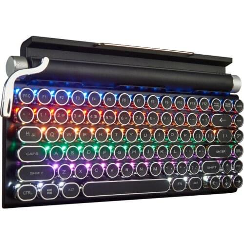 New Typewriter Keyboard Wireless Bluetooth RGB Colorful Backlight Retro Mechanical Keyboard for Cellphone Tablet Laptop GK99