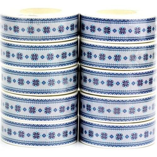 NEW 10pcs/Lot Decorative Blue Snowflakes Christmas Washi Tapes for Planner Adhesive Masking Tape Cute Stationery