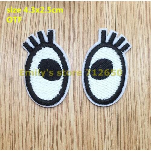 New arrival 10 pcs (5 pairs) Eyes Embroidered patches iron on cartoon Motif Applique OTF fabric cloth embroidery accessory