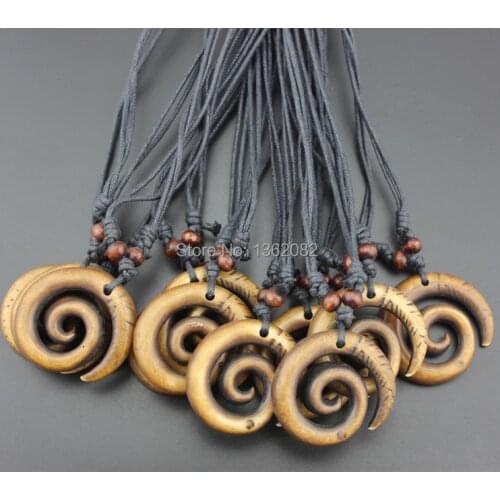 Wholesale lots 12 pcs Hawaiian Style Maori Fishhook Spiral Necklaces Gift MN247