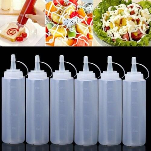 200ml Kitchen Plastic Squeeze Bottle Bread Sushi Tool Condiment Dispenser with Cap for Hot Sauce Oil Vinegar Ketchup Gravy Cruet