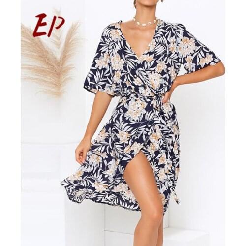 EP Summer 2020 Boho Dress Women Floral Vintage Sexy Clothes Party Dresses For Women Elegant Tulle Chiffon Soft Girl