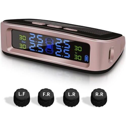Portable USB TPMS Car Tire Pressure LCD Display 4 External Sensors Auto Security Alarm System Tyre Pressure Temperature Warning