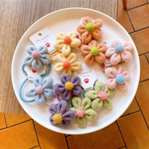 Girls Elastic Hair Loop Small Flowers Ponytail Holder Hair Rope Scrunchie Headwear Hair Styling Tools Hair Accessories 2 Piece