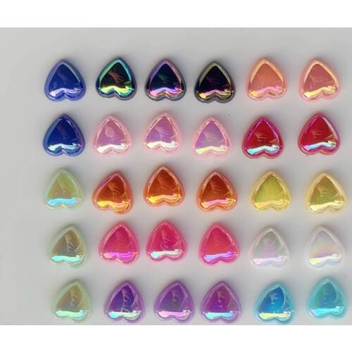 10mm AB Heart-Shaped Rhinestones for nail Crystal scrapbook Acrylic Flat Back DIY wedding Decorative 40pcs -WE26