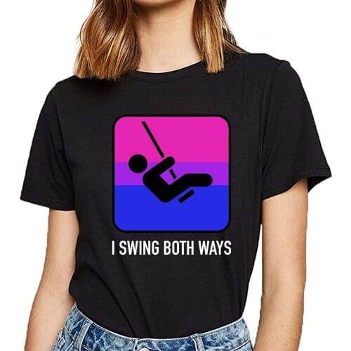 Tops T Shirt Women i swing both ways bisexual lgbt gay pride csd Funny Harajuku Short Female Tshirt