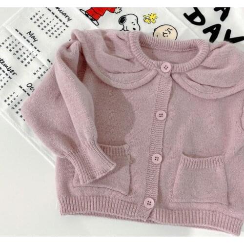 Cute Princess Girls Autumn Long Sleeve Ruffles Single Breasted Tops Outerwear Knit Cardigan Coat Kids Baby Girls Sweater Jacket
