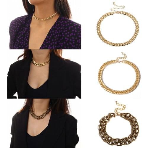 High Quality Punk Miami Cuban Thick Short Necklace Mens Hip Hop Chunky Golden Multilayer Collar Necklace Womens Jewelry Party