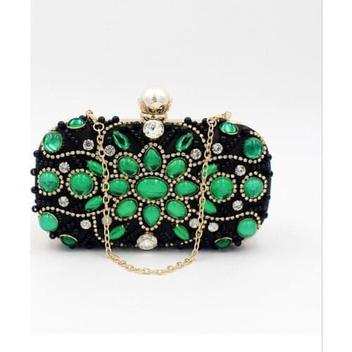 Womens green rhinestone Dinner Bag Oval Diamond Clutch purse ladies Multifunction Lock Bags female black banquet Evening Bag