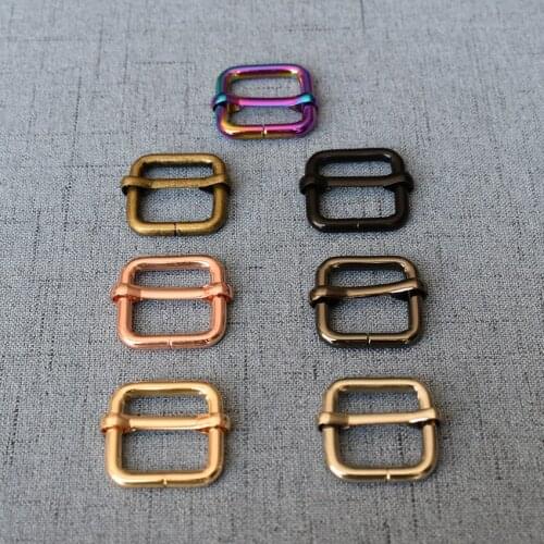 1 Pcs/Lot 20mm Metal Thickness Shoulder Leather Bag Strap Belt Web Rectangle of 7 different colors Slider Adjustable Buckle