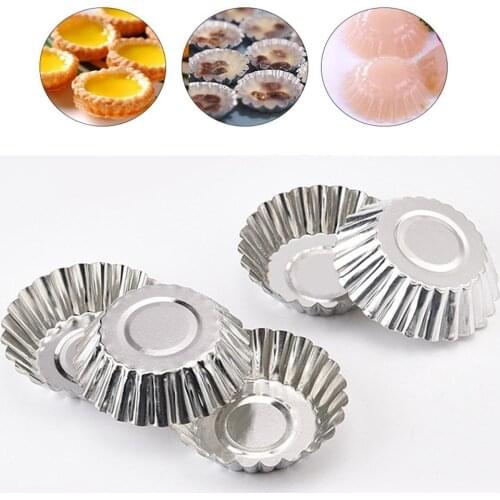 10pcs Egg Tart Holder Reusable Aluminium Alloy Cupcake Mold Oven Pans Muffin Cup Cake Mould Bakeware Pastry Kitchen Baking Tool