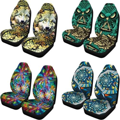 AIMAAO 2 Car Seat Covers Vintage That Consists of Pictures Universal Auto Front Seats Protector Fits for Car,SUV Sedan,Truck
