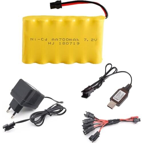 NiCD 7.2v 700mah Battery and Charger cable For Rc toys Cars Tanks Robots Gun Boats spare parts AA Ni-CD 7.2v 700mah Battery Pack