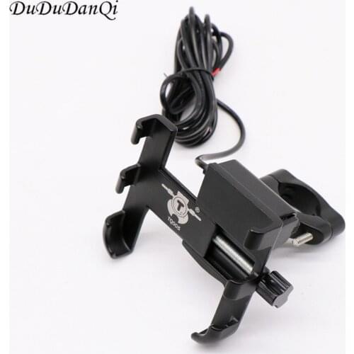 Aluminum Motorcycle Phone Holder with USB charger Adjustable Motorcycle Bicycle Handlebar Mirror 4-6.5inch Cellphone Mount