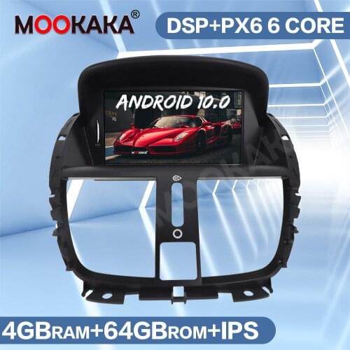 Android 10.0 64GB PX6 Car Radio GPS Navigation For Peugeot 207 2008-2014 Multimedia Player Auto Stereo Audio Video Head Unit DSP
