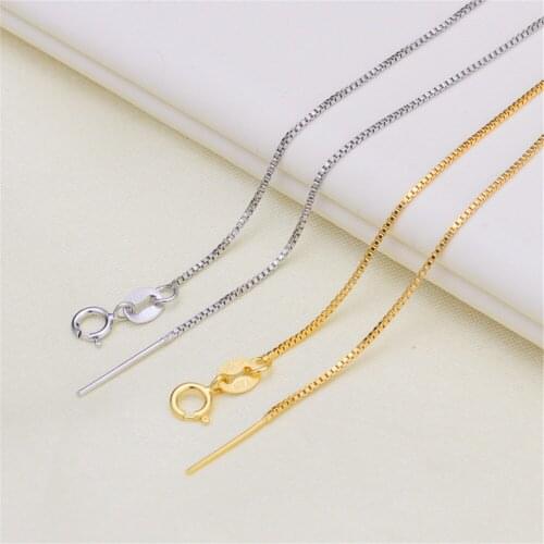 DIY pearl accessories 925 sterling silver necklace plated with platinum gold rose gold box chain handmade