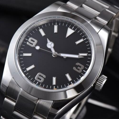 Top Luxury Brands Mens Black Dial Watch 40mm Sapphire Crystal Stainless Steel Automatic Mechanical Wristwatches Man Clock Gift