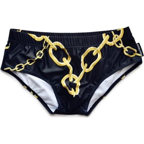 Black print sexy men swimwear 2021 new men swimming pool party bikini men swim trunk briefs swimsuits spa bathing suits sunga