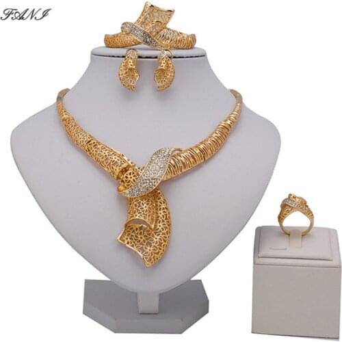 Fani Dubai Gold-color Brand Jewelry Set Designs Costume nigerian Wedding jewelry set Wholesale fashion african beads jewelry set