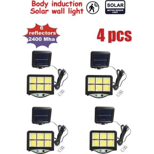 4pcs seperable 120 LED Solar Light Outdoor Solar Lamp Waterproof PIR Motion Sensor Street wall Light for Garden Decor remote ind