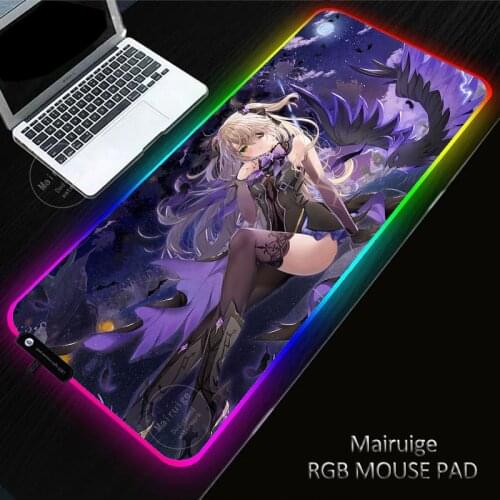 Genshin Impact RGB Anime XXL Mouse Pad Gaming Mousepad LED Mause Pad Gamer Mouse Carpet Big Mause Pad PC Desk Mat with Backlit