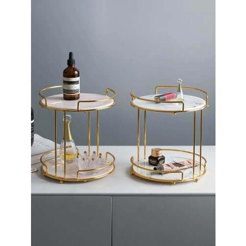 Creative Dressing Table Desktop Racks Nordic Vanity Tray Double-deck Cosmetics Storage Tray Princess Finishing Rack Jewelry Tray