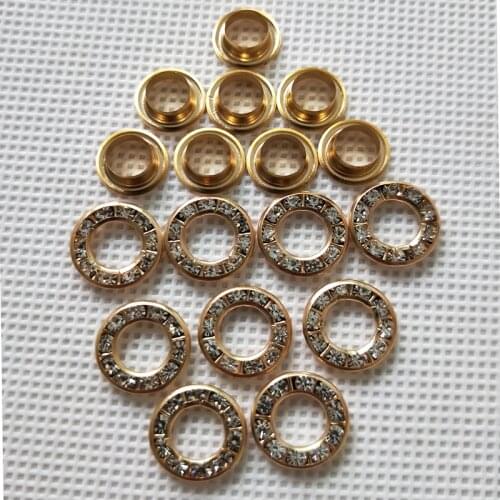 6.5 mm DIY round rhinestone grommets 500 sets/lot crystal glass diamond grommets eyelets